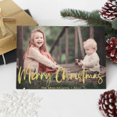 Cartes Pour Fêtes Annuelles Photo de Noël Plaid Gold Foil Script