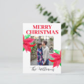 Cartes Pour Fêtes Annuelles Photo de Noël Poinsettia aquarelle Collage (Debout devant)