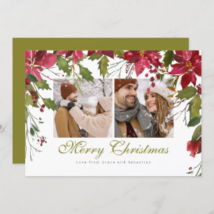 Cartes Pour Fêtes Annuelles Photo de Noël Poinsettia personnalisée