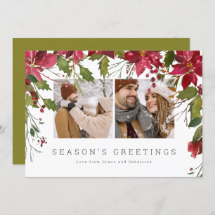 Cartes Pour Fêtes Annuelles Photo de Noël Poinsettia personnalisée