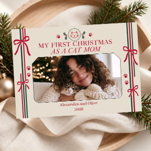 Cartes Pour Fêtes Annuelles Photo de Noël pour maman de chat pour la première