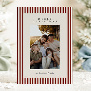 Cartes Pour Fêtes Annuelles Photo de Noël rayures Bourgogne