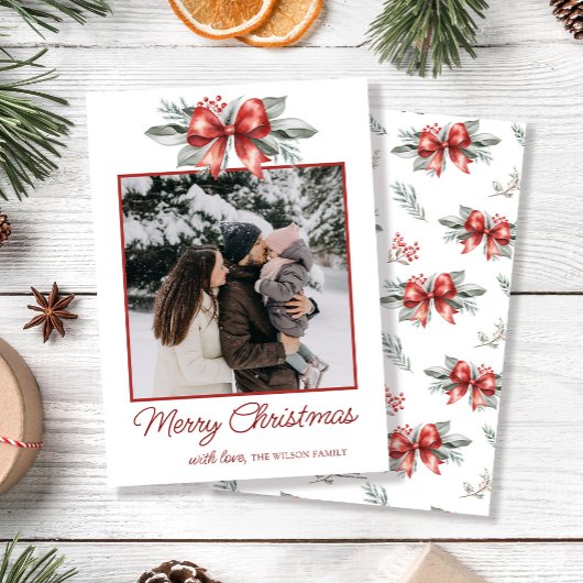 Cartes Pour Fêtes Annuelles Photo de Noël Red Bow
