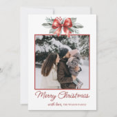 Cartes Pour Fêtes Annuelles Photo de Noël Red Bow (Devant)