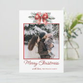 Cartes Pour Fêtes Annuelles Photo de Noël Red Bow (Debout devant)