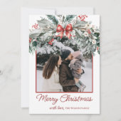 Cartes Pour Fêtes Annuelles Photo de Noël Red Bow (Devant)