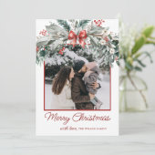 Cartes Pour Fêtes Annuelles Photo de Noël Red Bow (Debout devant)