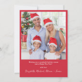 Cartes Pour Fêtes Annuelles Photo de Noël Red Wavy Frame Bow Green (Dos)