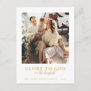 Cartes Pour Fêtes Annuelles Photo de Noël religieux avec écriture dorée modern