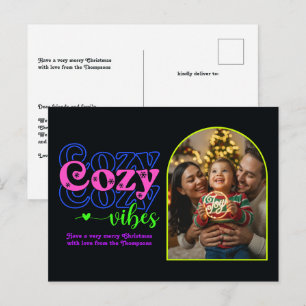 Cartes Pour Fêtes Annuelles Photo de Noël Rétro Ambiance Cosy Disco