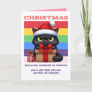 Cartes Pour Fêtes Annuelles Photo de Noël rétro de chat drôle en plein chaos d
