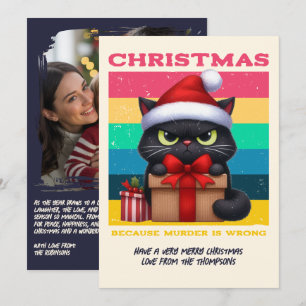 Cartes Pour Fêtes Annuelles Photo de Noël rétro de chat drôle Grunge Arc-en-ci