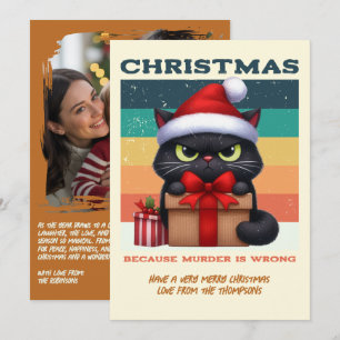 Cartes Pour Fêtes Annuelles Photo de Noël rétro moderne drôle de chat sous le