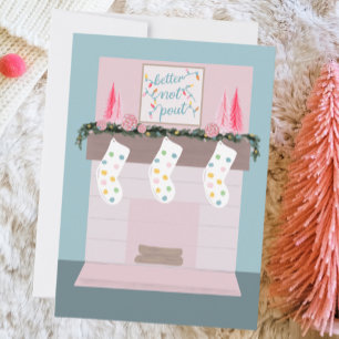 Cartes Pour Fêtes Annuelles Photo de Noël rose disco amusant