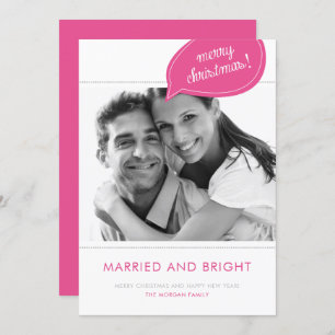 Cartes Pour Fêtes Annuelles Photo de Noël rose marié et Mariage brillant