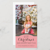 Cartes Pour Fêtes Annuelles Photo de Noël rose simple (Devant / Derrière)