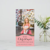 Cartes Pour Fêtes Annuelles Photo de Noël rose simple (Debout devant)