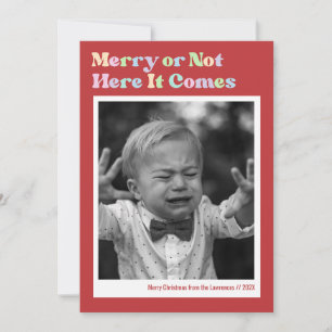 Cartes Pour Fêtes Annuelles Photo de Noël rouge joyeux ou pas