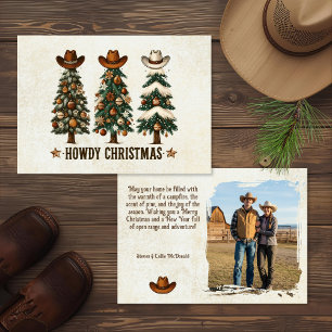 Cartes Pour Fêtes Annuelles Photo de Noël rustique western cowboy