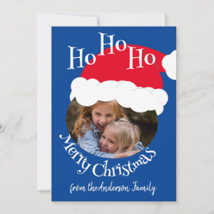Cartes Pour Fêtes Annuelles Photo de Noël Santa Hat Cute Blue