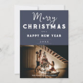 Cartes Pour Fêtes Annuelles Photo de Noël simple | Bleu (Devant)