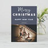 Cartes Pour Fêtes Annuelles Photo de Noël simple | Bleu (Debout devant)