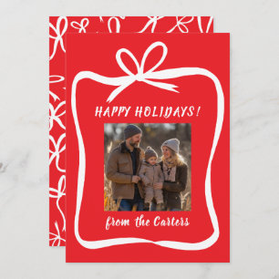 Cartes Pour Fêtes Annuelles Photo de Noël sur mesure du cadre de ruban Bow