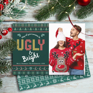 Cartes Pour Fêtes Annuelles Photo de Noël Sweat Ugly Vert Chasseur Nordique