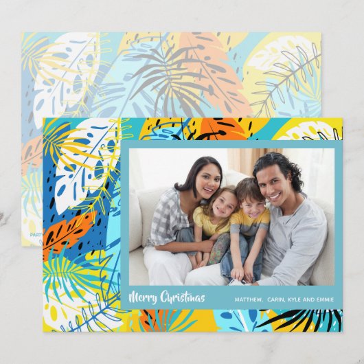 Cartes Pour Fêtes Annuelles Photo de Noël tropicale (Devant / Derrière)