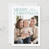 Cartes Pour Fêtes Annuelles Photo de Noël Turquoise moderne (Devant)