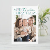 Cartes Pour Fêtes Annuelles Photo de Noël Turquoise moderne (Debout devant)