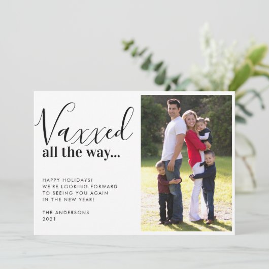 Cartes Pour Fêtes Annuelles Photo de Noël Vaxxed All the Way 2021 (Debout devant)