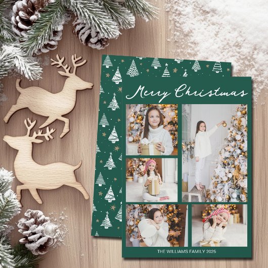 Cartes Pour Fêtes Annuelles Photo de Noël vert émeraude manuscrit Joyeux Noël