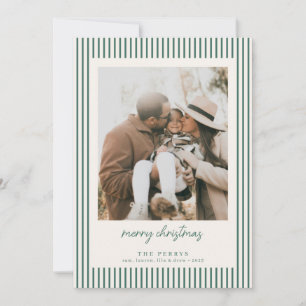 Cartes Pour Fêtes Annuelles Photo de Noël vert rayé Joyeux Noël