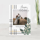 Cartes Pour Fêtes Annuelles Photo de Noël verte & Plaid (Devant)