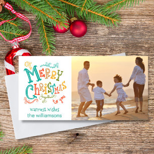 Cartes Pour Fêtes Annuelles Photo de Noël Whimsical, Festive & Fun