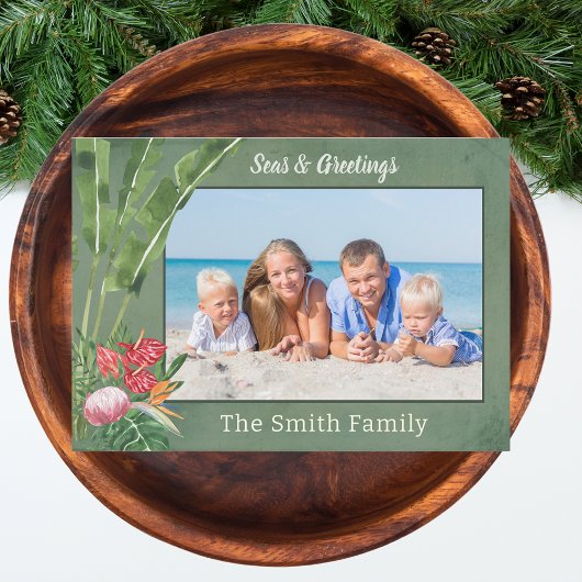 Cartes Pour Fêtes Annuelles Photo de plage Noël