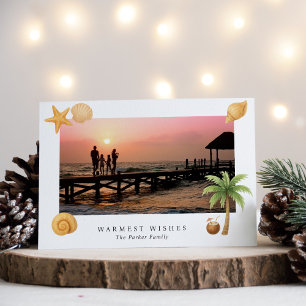Cartes Pour Fêtes Annuelles Photo de plage Vœux les plus chaleureux Noël moder