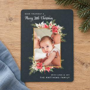 Cartes Pour Fêtes Annuelles Photo de Poinsettia sur Charbon de Bois Joyeux Pet