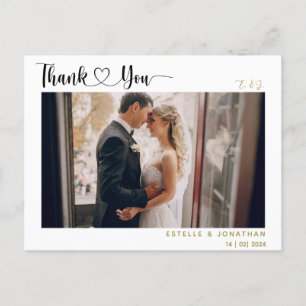 Cartes Pour Fêtes Annuelles Photo de remerciement de mariage avec écriture mod