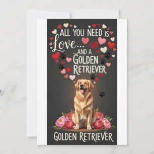 Cartes Pour Fêtes Annuelles Photo de retriever doré mignon pour la Saint-Valen