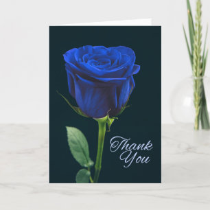 Cartes Pour Fêtes Annuelles Photo de Rose bleu de la police Merci