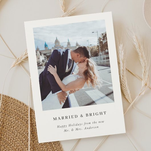 Cartes Pour Fêtes Annuelles Photo de sapin de Noël élégant pour jeunes mariés