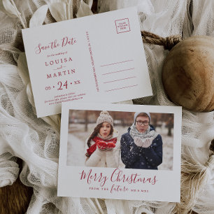 Cartes Pour Fêtes Annuelles Photo de sauvegarde de Noël joyeux rouge minimal