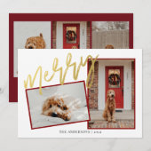 Cartes Pour Fêtes Annuelles Photo de script joyeux en or moderne (Devant / Derrière)