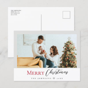Cartes Pour Fêtes Annuelles Photo de script Joyeux Noël rouge moderne minimali