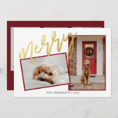 Cartes Pour Fêtes Annuelles Photo de script joyeux or moderne (Devant / Derrière)