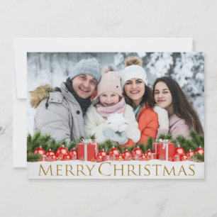 Cartes Pour Fêtes Annuelles Photo de Snow Packages Gold Merry Christmas Winter