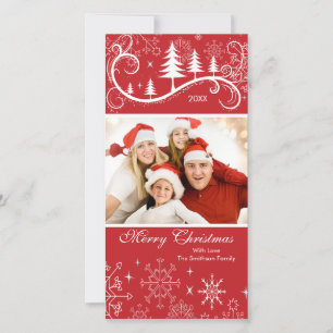 Cartes Pour Fêtes Annuelles Photo de Snowflakes et Trees Merry Christmas Famil