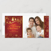 Cartes Pour Fêtes Annuelles Photo de Snowflakes et Trees Merry Christmas Famil (Devant / Derrière)